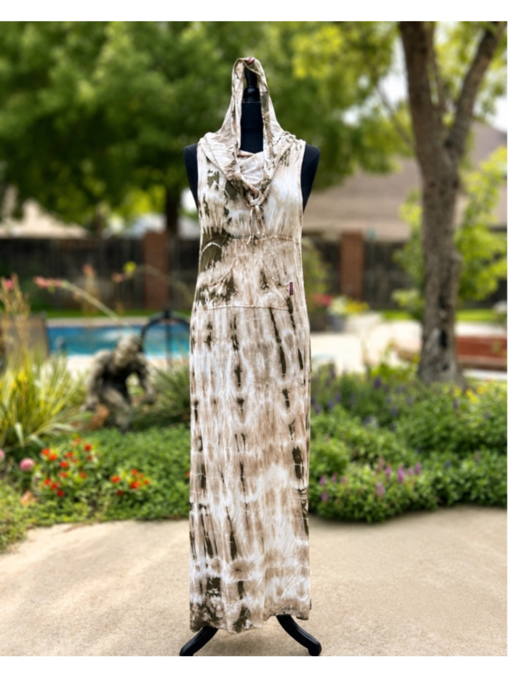 Hard Tail Forever Tie Dye Hooded Maxi Dress Boho Festival Made in USA Size L